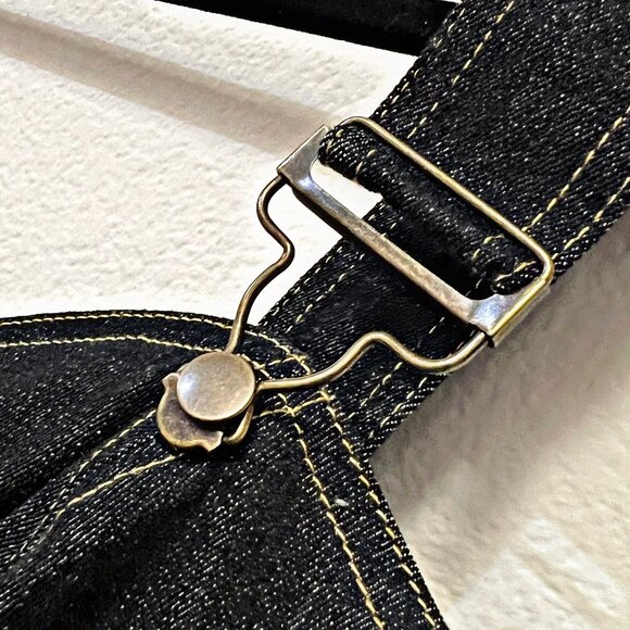 Unique Vintage Western Denim Overalls Baggy Wide Leg Pants Stretchy Button Up - Picture 11 of 13